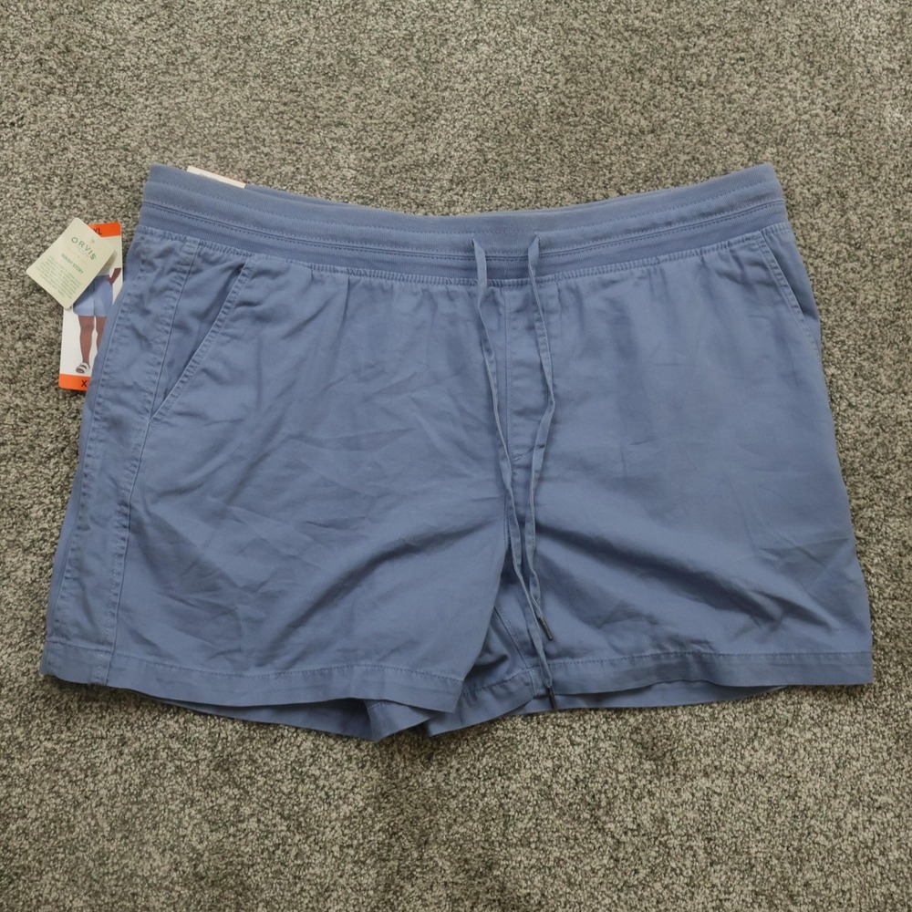 Orvis Shorts women 2XL Blue Drawstring Elastic Waist Casual Swim Lined Quick Dry